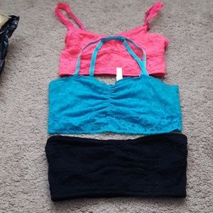 Two bralette,  one strapless